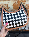 Brim Checkered Leather Purse