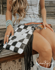 Grit & Glam Checkered Cowhide Purse
