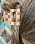 Mini Checked Funky Orange Clip