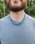 Handmade Turquoise Nugget Necklace with Seashell Heishi- Native Made