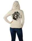 Zip-Up Hoodie- Oat- Horse-