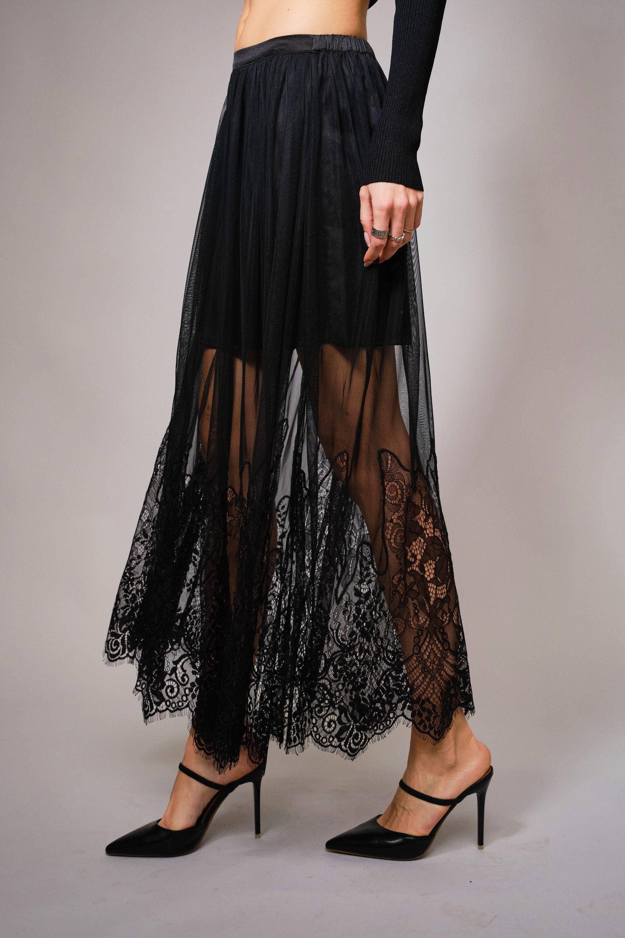 Sheer Lace Maxi Skirt- Black – Alternate Route Outfitters