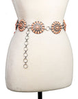 Floral Stone Concho Belt- Pink- S/M