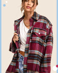 Hailee Plaid Shacket- Maroon/Plum