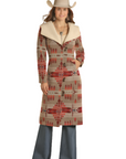 Long Aztec Sherpa Lined Wool Coat