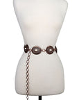 Oval Etched Concho Belt- Copper/White- S/M