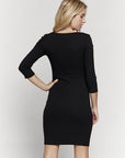 Simple Ribbed 3/4 Sleeve T-Shirt Dress