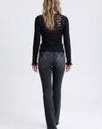 Long Sleeve Lace Detail Top- Black