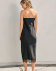 Satin Lace Strapless Dress-
