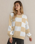 Checkered Sweater- Khaki