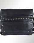 Crossbody Flap Bag with Studs: Black: SWC170BLK