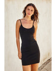 Ribbed Fitted Spaghetti Strap Dress-