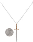Sterling Silver Sword Necklace with Bronze Handle