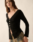 Button-Up Cardigan Top- Black