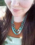 Handmade Turquoise Nugget Necklace with Seashell Heishi- Native Made