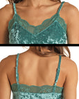 Velvet Cami with Lace Trim- R&RD Aquamarine S