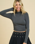 Mockneck Long Sleeve- Charcoal