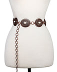 Oval Etched Concho Belt- Copper/White- S/M
