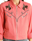 Coral Retro Bomber Shacket