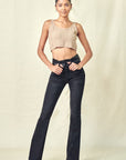 Black Bootcut with Contrast Waistband