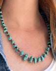 Handmade Turquoise Nugget Necklace with Seashell Heishi- Native Made