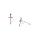 Mixed Metal Mini Dagger Post Earrings 11x4mm