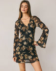 Floral Mini Dress- Black