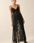 Sheer Maxi Layering Dress- Black
