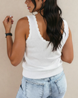 Kahlani Retro Floral Scalloped Tank Top