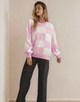 Checkered Sweater- Pink