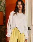 Asymmetric Hem Terry Top- Ash Grey-