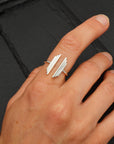 Sterling Silver Stepped Bar Adjustable Ring
