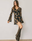 Floral Mini Dress- Black