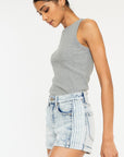 Light Wash High Rise Short- Side Panel - KC6357L