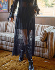 Sheer Lace Maxi Skirt- Black