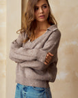 Collared Relaxed Sweater- Latte