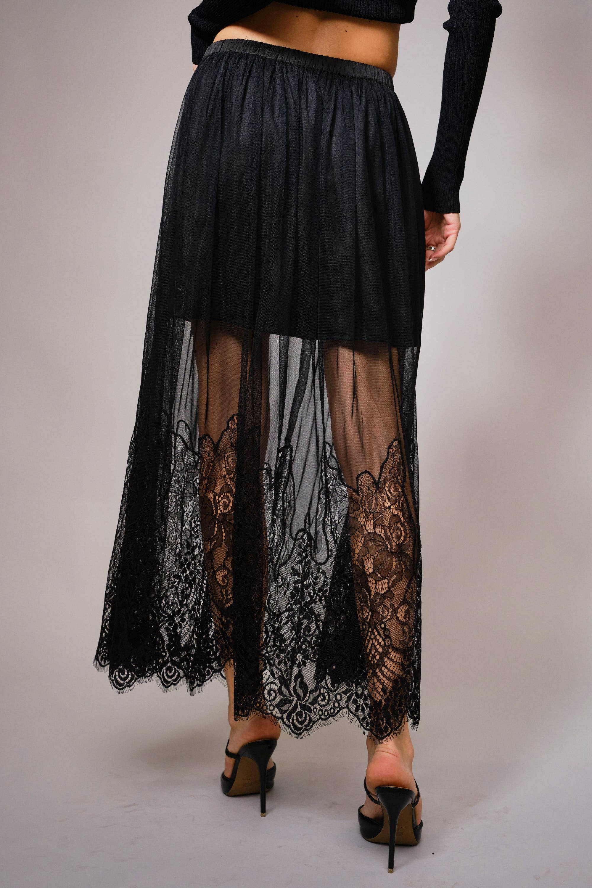 Sheer Lace Maxi Skirt- Black – Alternate Route Outfitters