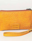 Leather Wallet with Wrist Strap: Mustard: ADBG811A