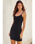 Ribbed Fitted Spaghetti Strap Dress-