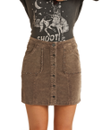 Corduroy Skirt- RRWD69R0H1- Brown-