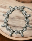 Western Steer Head Concho Belt- Silver-