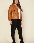 Vegan Leather Open Front Jacket