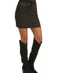 Suede Skirt with Studs and Tie Front R&RD