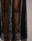 Sheer Lace Maxi Skirt- Black