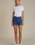 Red Star Pocket Denim Short- Medium Blue