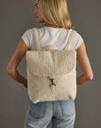 Cream Corduroy Backpack