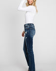 MidRise Slim Straight Cuff Hem- 32inseam- Dark-