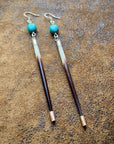 Porcupine Quill & Turquoise Earrings, with Silver Earwires