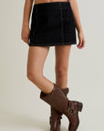 Low Rise Denim Skirt- Black