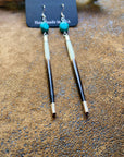 Porcupine Quill & Turquoise Earrings, with Silver Earwires